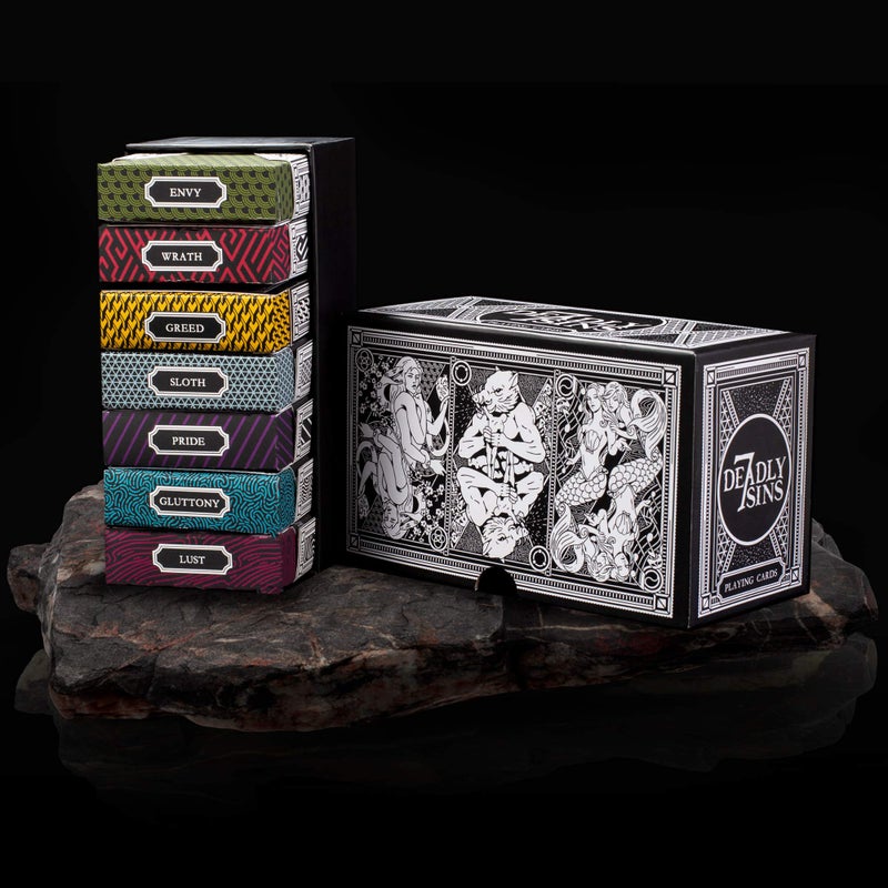 Brybelly 7 Deadly Sins Playing Cards - Seven Premium Themed Decks - Dante's Inferno, The Divine Comedy - Unique, Hand-Illustrated, 300gsm Black Core Stock, Poker Size, Standard Index - Party Games & Cardistry - Image 4